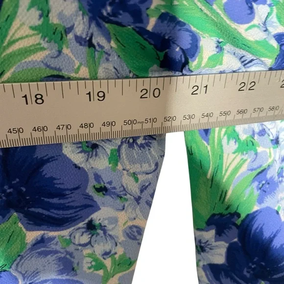 Talbots Botanical Garden Blue Green Long Sleeve Dress Floral 14 - Picture 4 of 8